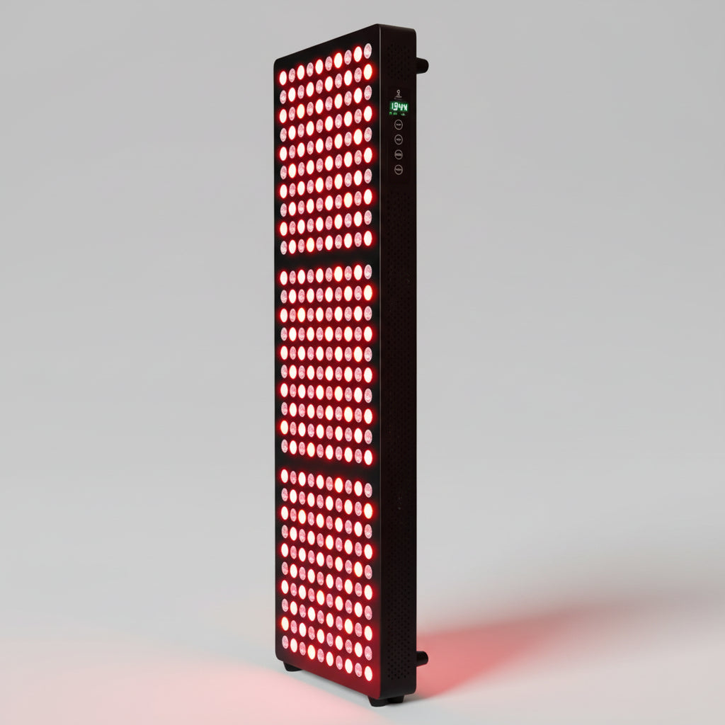 Red LED light panel with multiple rows of bright red lights for enhanced visibility.