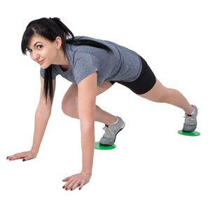 Fitness Slide Discs used by a woman in workout attire for core exercises.
