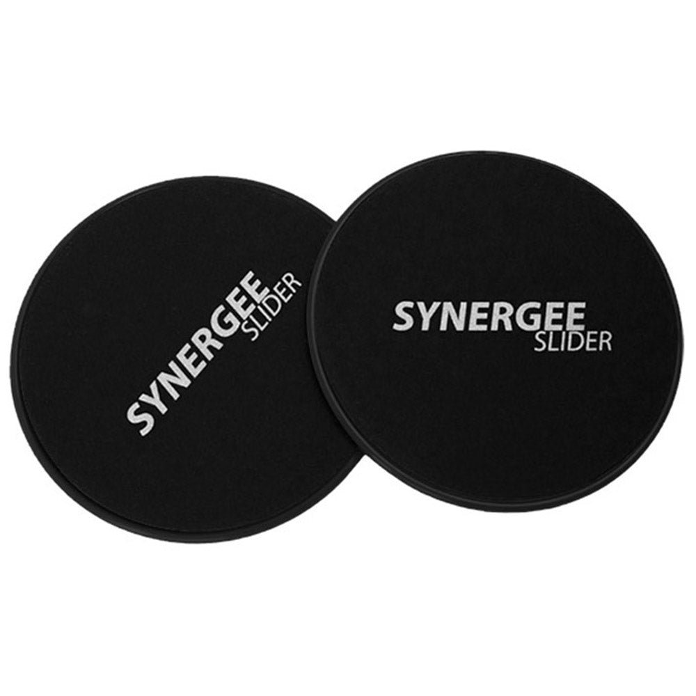 Synergee Slider set featuring two black sliding discs for fitness training.