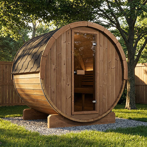 SaunaLife Model E7 | Outdoor Barrel Sauna
