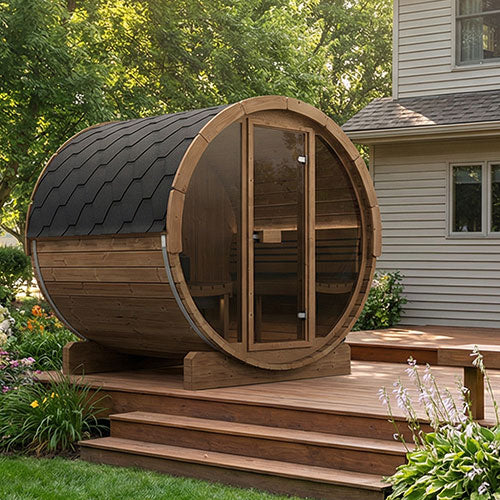 SaunaLife Model E7G | Outdoor Barrel Sauna