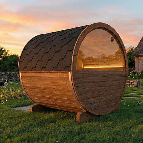 SaunaLife Model E7W | Outdoor Barrel Sauna with Window