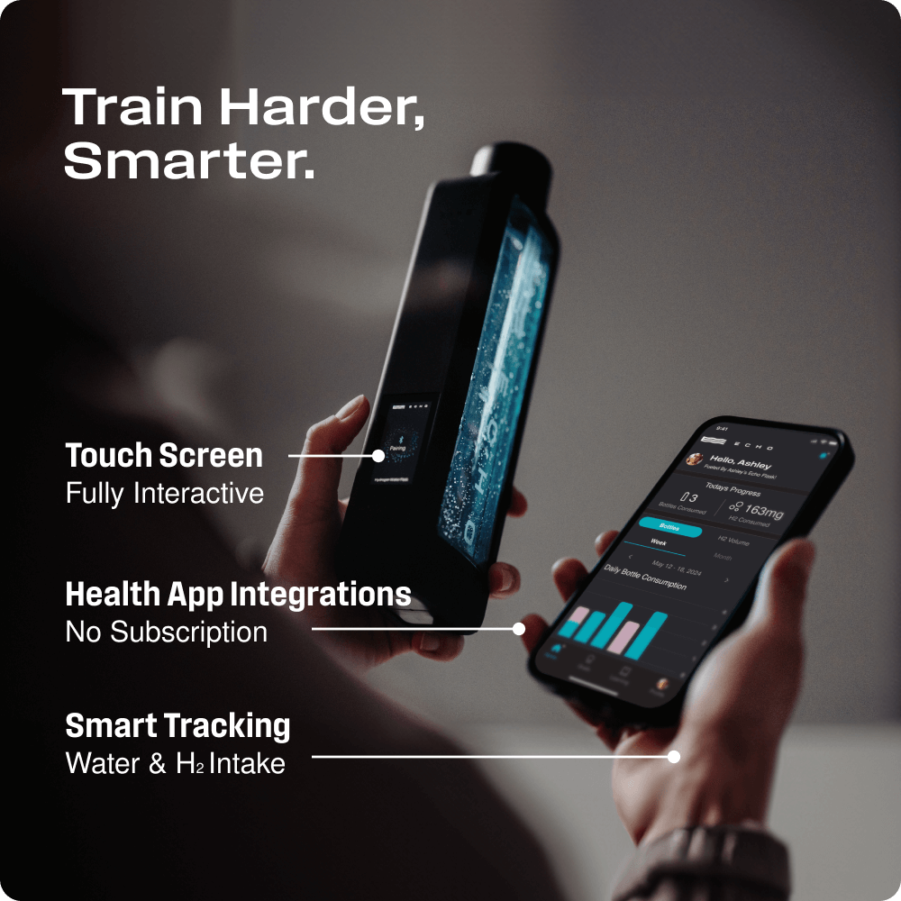 Smart Water Bottle with touch screen and health app integrations for tracking hydration.