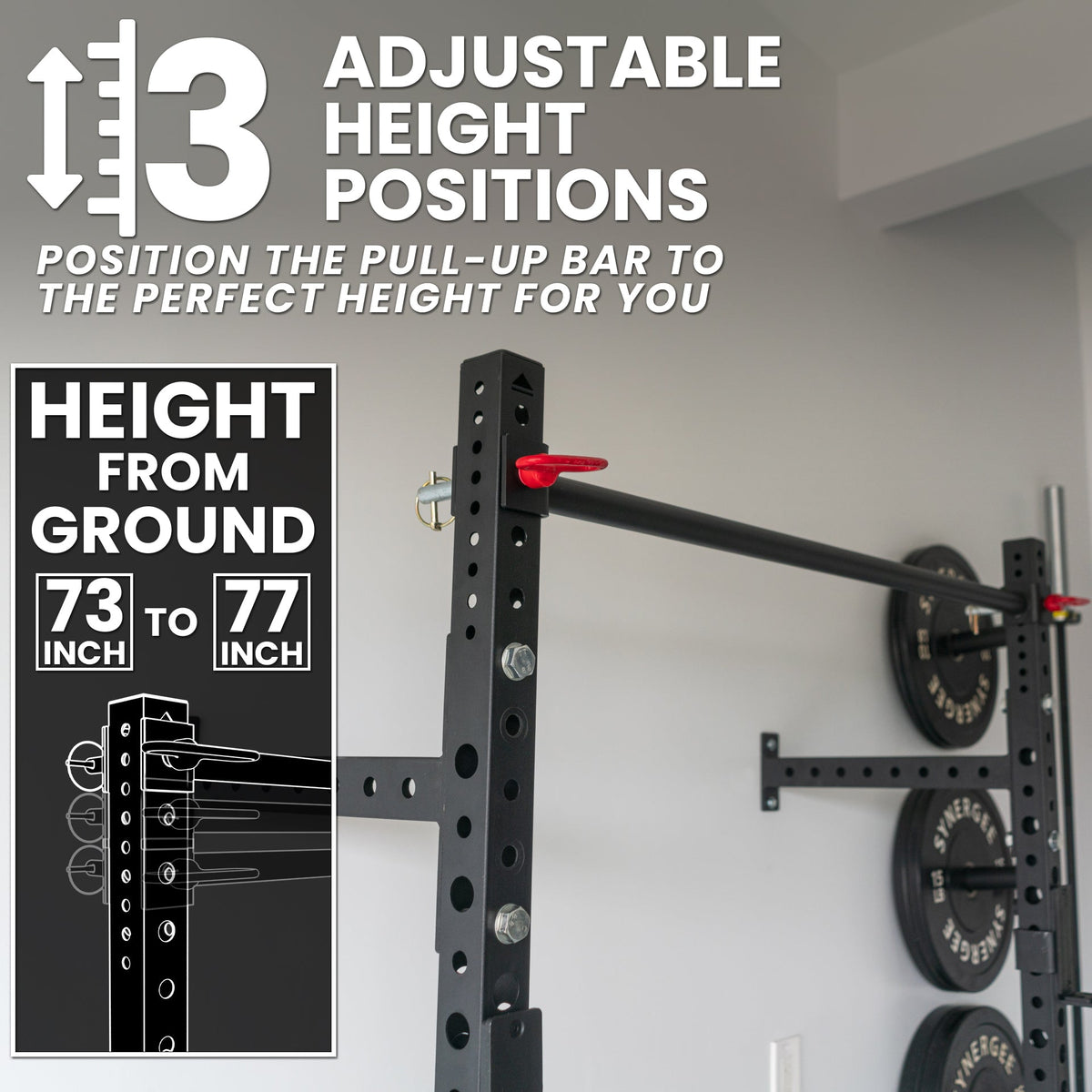 Adjustable Pull-Up Bar with three height positions for customized workouts.