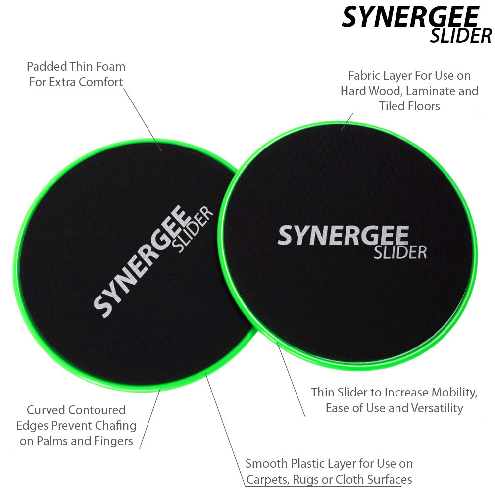 Synergee Slider features padded thin foam for comfort and a smooth plastic layer for versatile use.