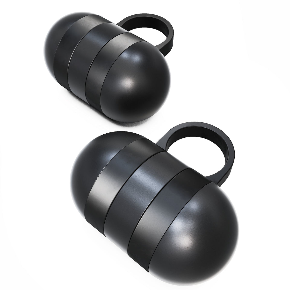 Black silicone earplugs designed for comfort and noise reduction.