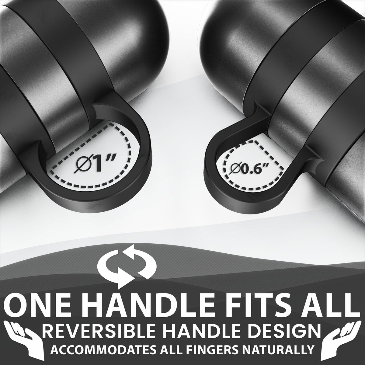 One Handle Fits All features a reversible handle design accommodating all fingers naturally.