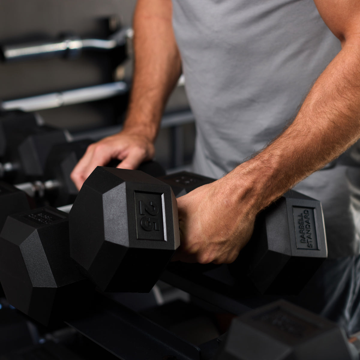 Rubber Hex Dumbbells