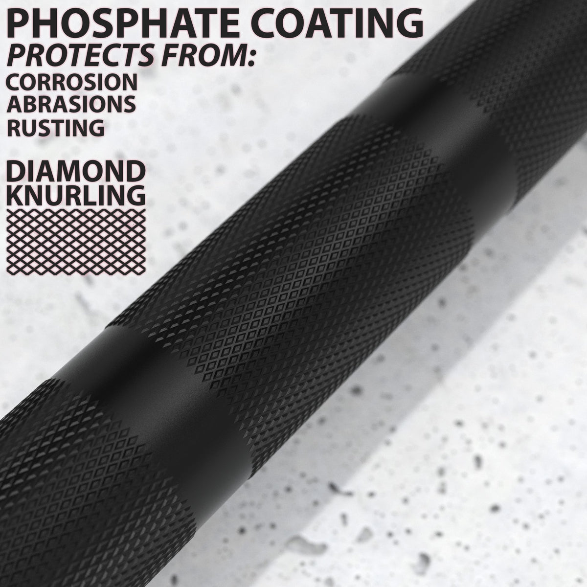 Phosphate Coating tool with diamond knurling for enhanced grip and protection against corrosion.