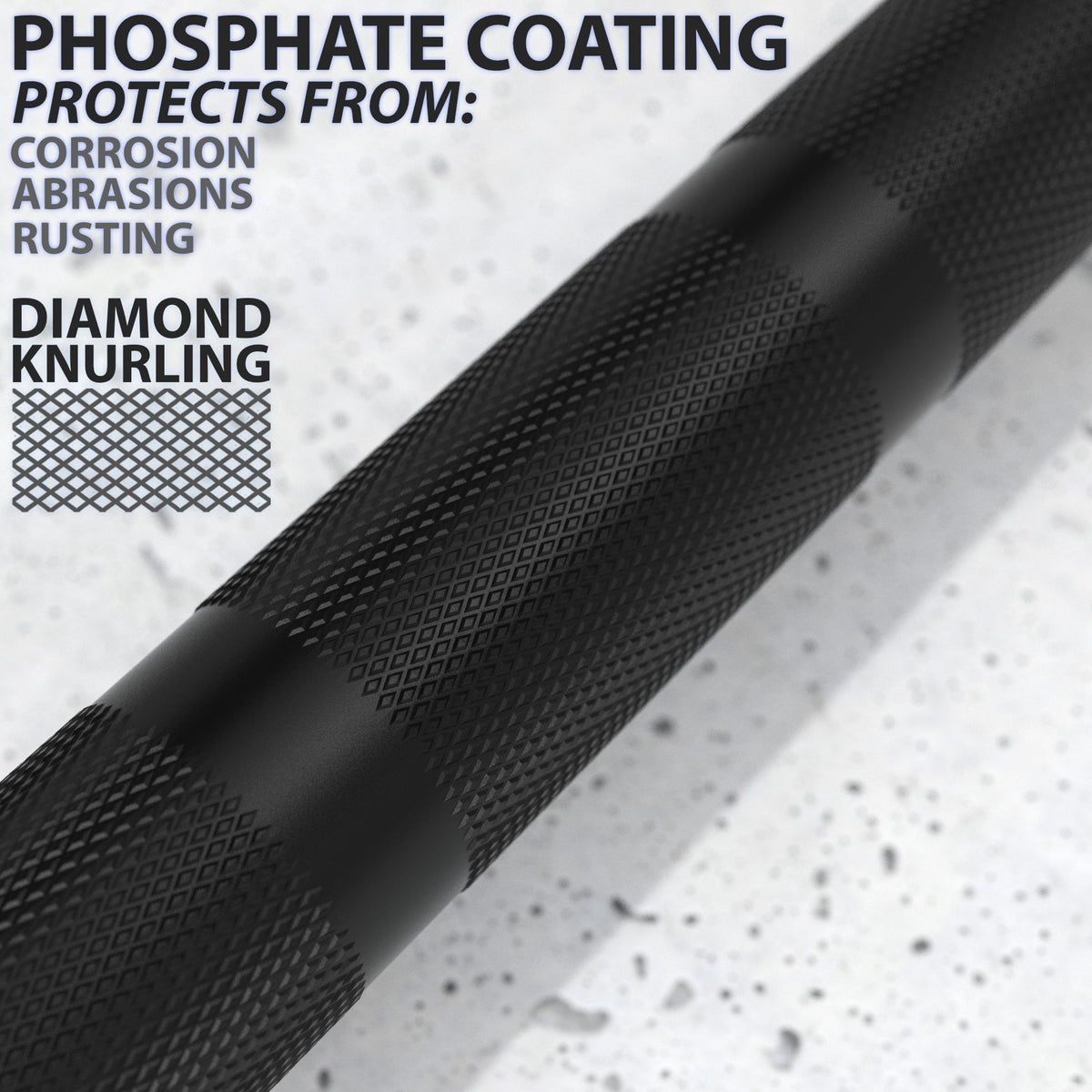 Phosphate Coating tool with diamond knurling for enhanced grip and protection against corrosion.