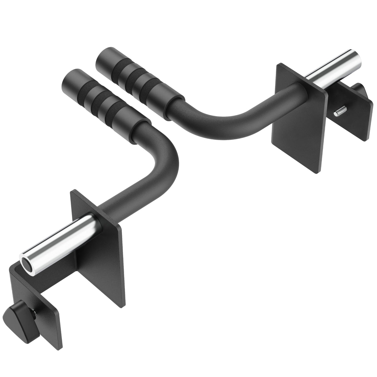 Heavy-duty wall-mounted pull-up bar brackets for home gym use.