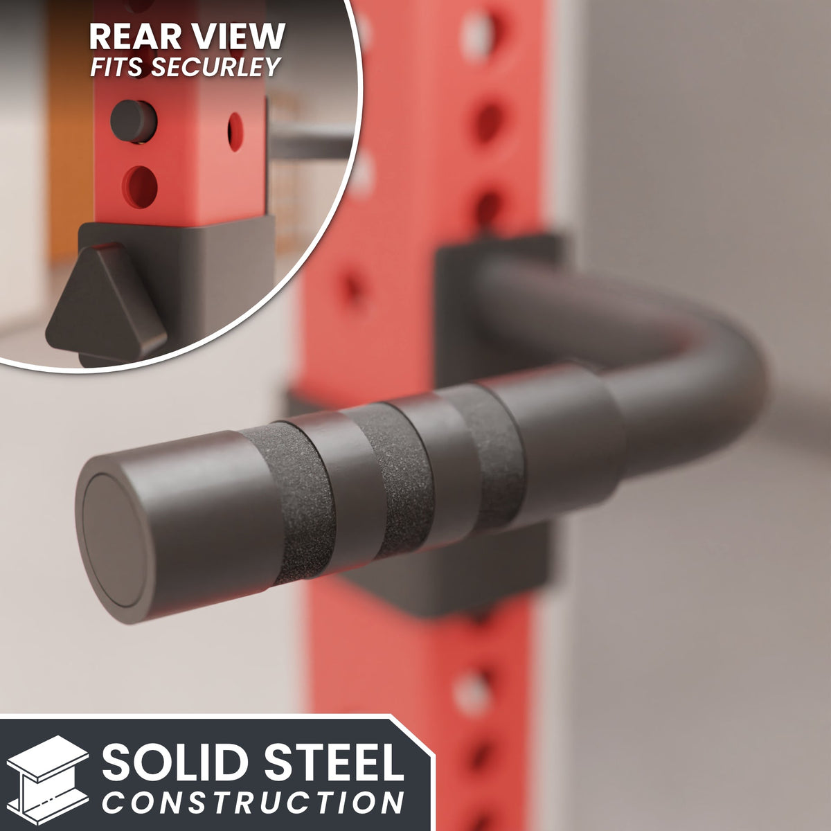 Solid Steel Construction rear view showing secure fit of the handle.