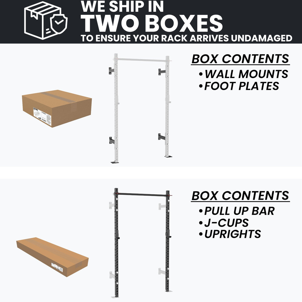 Wall Mounts and Foot Plates included with the Two Boxes Shipping for the Rack.