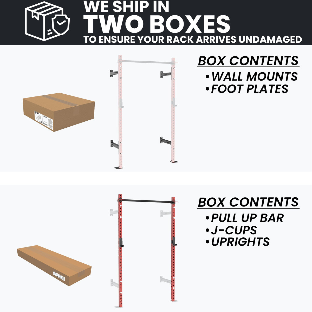 Wall Mounts and Foot Plates included in the Two Boxes for the Rack system.