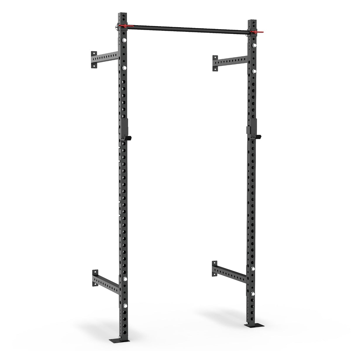 Heavy-duty pull-up bar rack for home gym, featuring adjustable height and sturdy construction.