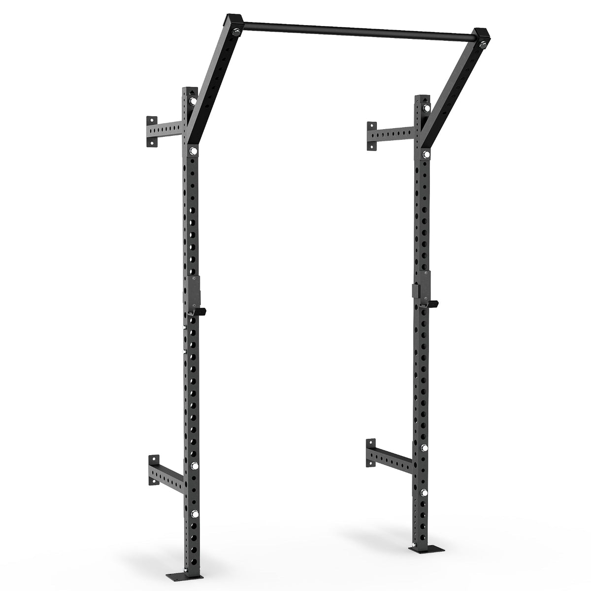 Pull-Up Bar Rack features sturdy black steel construction for home workouts.