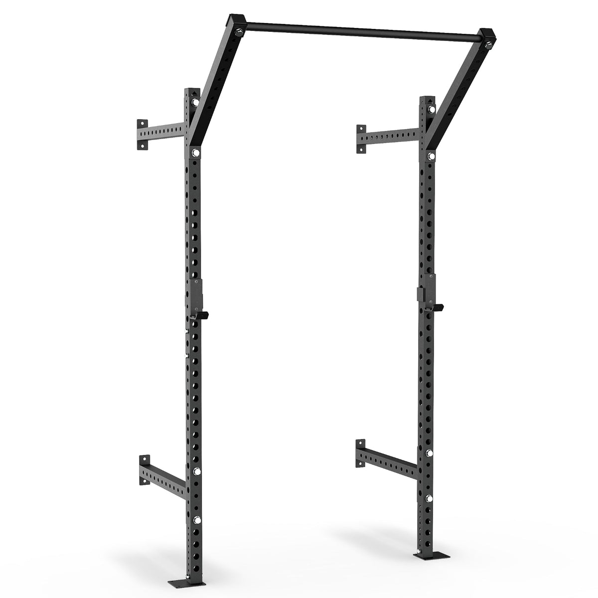 Heavy-duty pull-up bar with adjustable height for strength training.