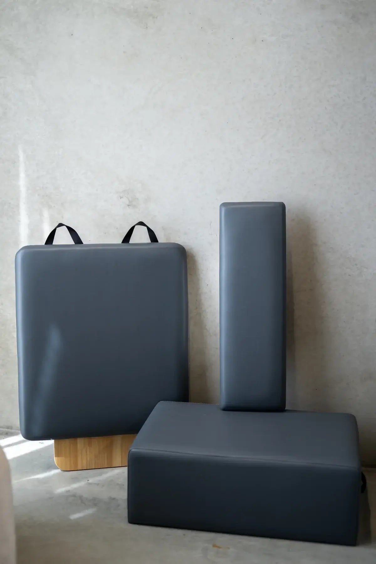 Gray Yoga Block Set featuring three pieces for versatile workouts.