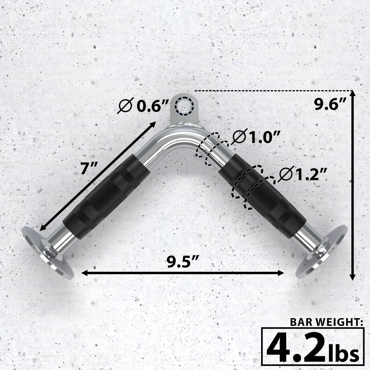 Adjustable Push-Up Bars with rubber grips and chrome finish, measuring 9.6 inches wide.