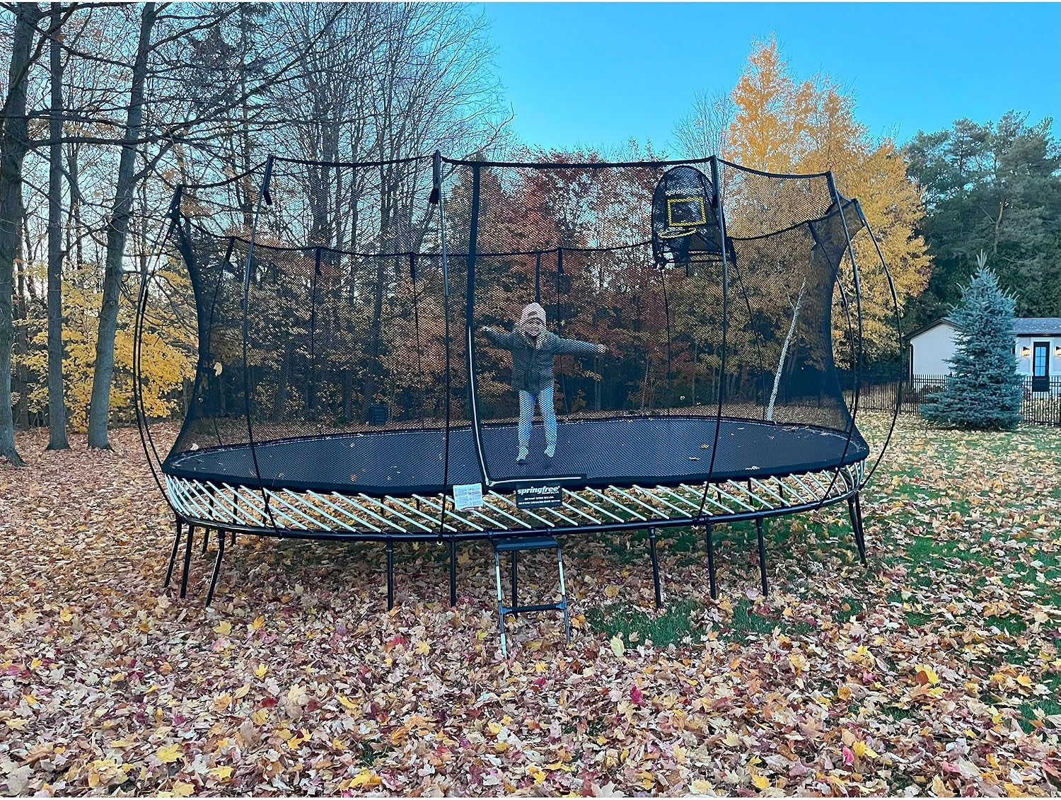 Trampoline – Springless Backyard Oval Trampoline with Enclosure for Kids - Multiple Sizes & Optional Add-On Attachments & Accessories