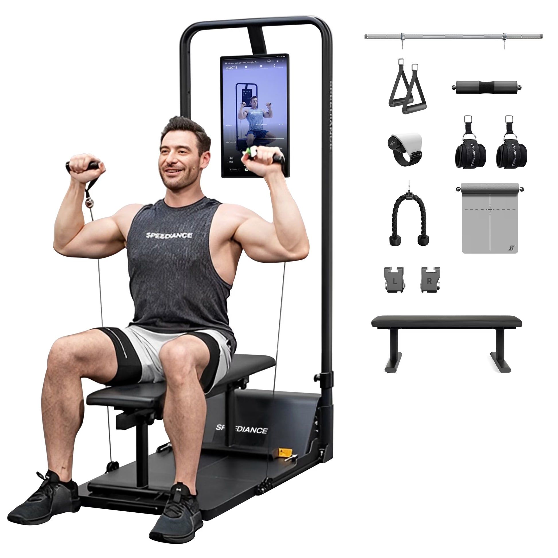 AI Smart Home Gym, All-In-One Digital Weight Workout Machine for Squat, Strength, Cardio, HIIT