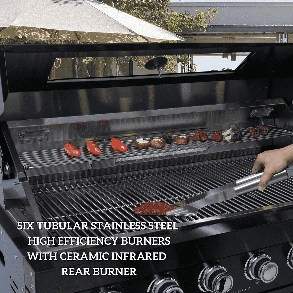 65" 4-Burner 72,000 BTU Black Outdoor Kitchen Island Grill + Wine Cooler + Rotisserie Kit
