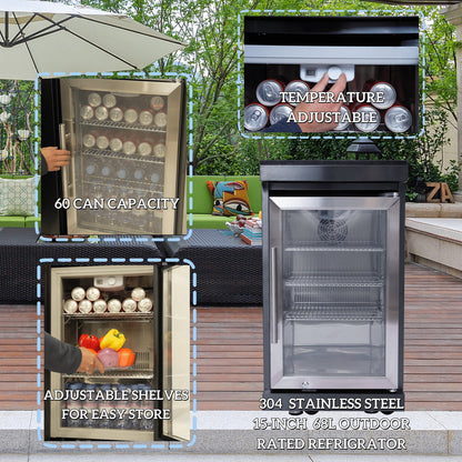 NG 85" 6-Burner 85,000 BTU Black Outdoor Kitchen Island Grill Refrigerator + Rotisserie Kit + Sink