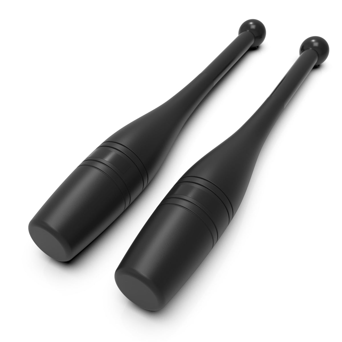 Black juggling clubs designed for performance and training.