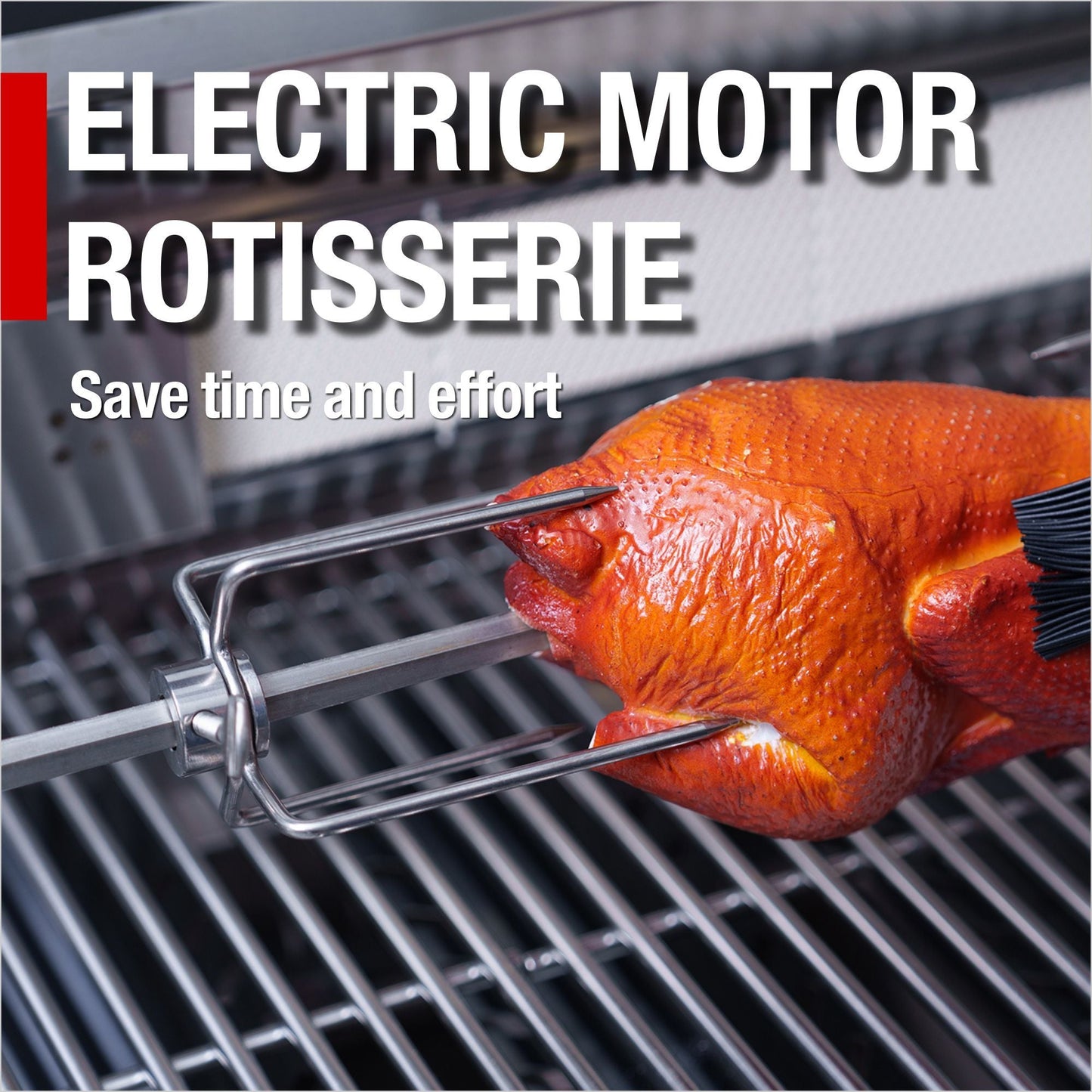 115" 6-Burner 85,000 Black Outdoor Kitchen Island Grill Rotisserie kit