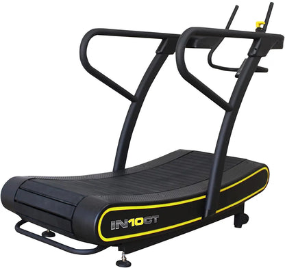 Manual Curved Exercise Treadmill, Black and Yellow, 400 Lb