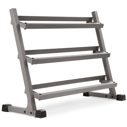 5-50 lb Rubber Hex Dumbbell Set with Commercial 3-Tier Storage Rack