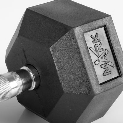 5-50 lb Rubber Hex Dumbbell Set with Commercial 3-Tier Storage Rack
