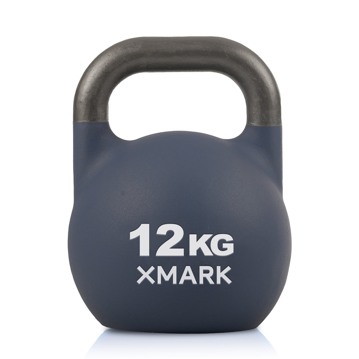 XMark 12kg kettlebell with a matte finish and ergonomic handle for strength training.