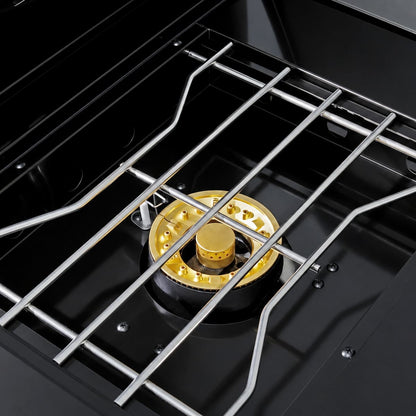 65" 4-Burner 72,000 BTU Black Outdoor Kitchen Island Grill +Side Burner + Marble Countertops