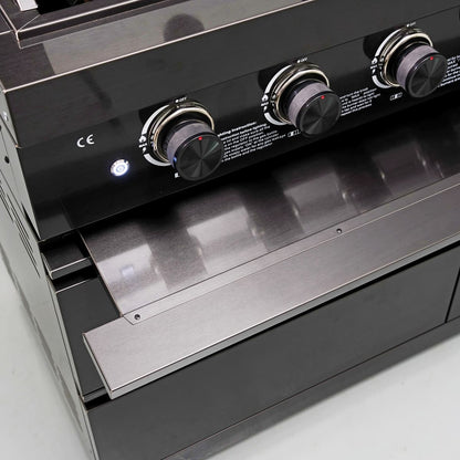 65" 4-Burner 72,000 BTU Black Outdoor Kitchen Island Grill + Round Side Burner