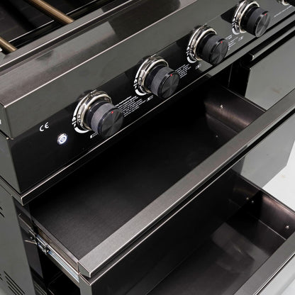 85" 4-Burner 85,000 BTU Black Outdoor Kitchen Island Grill + Storage Cabinets + Sink