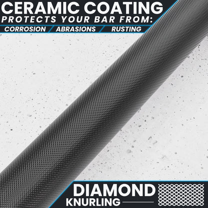 Ceramic Coating protects your bar from corrosion and rusting with diamond knurling texture.