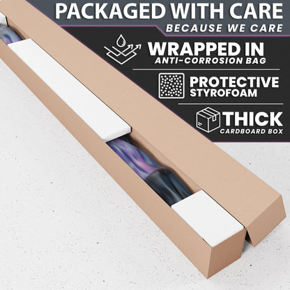 Protective packaging for the product, featuring anti-corrosion bag and thick cardboard box.