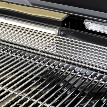 63" 6-Burner Black Outdoor Kitchen Island Grill + Fridge