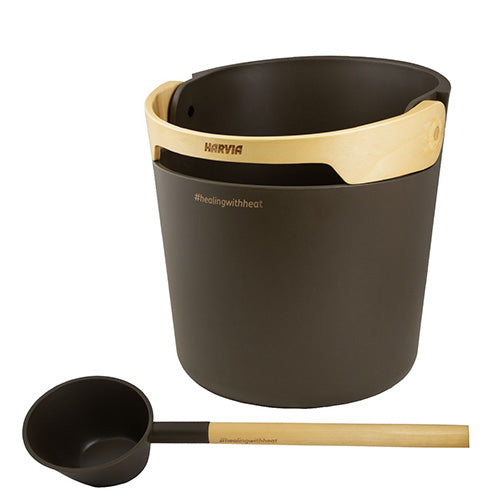 Harvia Helmi Sauna Bucket & Ladle Set | Modern Curved Design