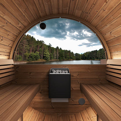 SaunaLife Model E6W | Outdoor Barrel Sauna with Window