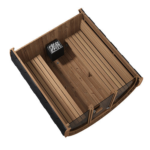 SaunaLife Model E8G | Large Barrel Sauna Full Glass Front