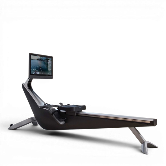 Rowing machine with a large screen for immersive workouts.