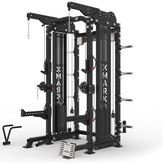 XMark Functional Trainer with dual cable systems and adjustable pulleys for versatile workouts.