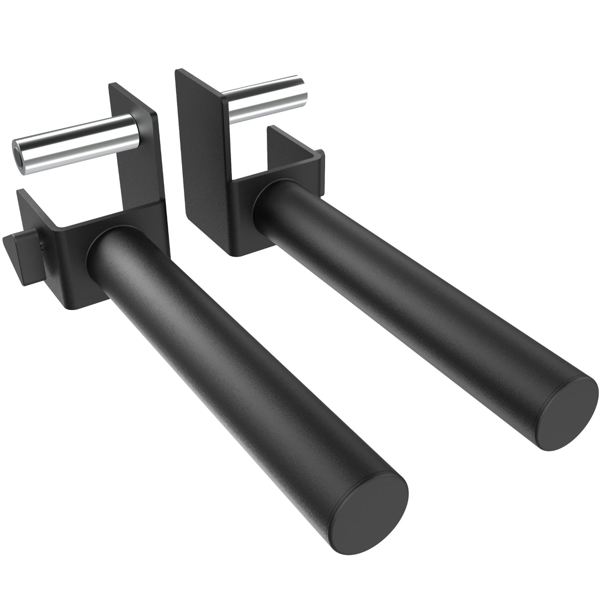 Strength Training Dip Bars for home workouts, featuring sturdy black metal construction.
