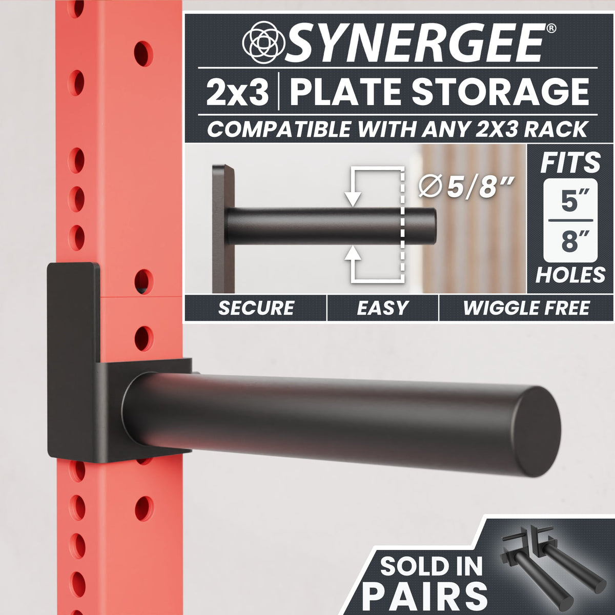 Synergee 2x3 plate storage compatible with any 2x3 rack, featuring a secure and easy design.