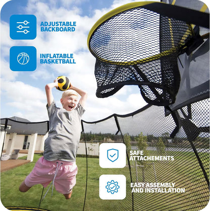 Trampoline – Springless Backyard Oval Trampoline with Enclosure for Kids - Multiple Sizes & Optional Add-On Attachments & Accessories