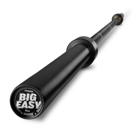Big Easy barbell featuring a sleek black design and durable construction for weightlifting.