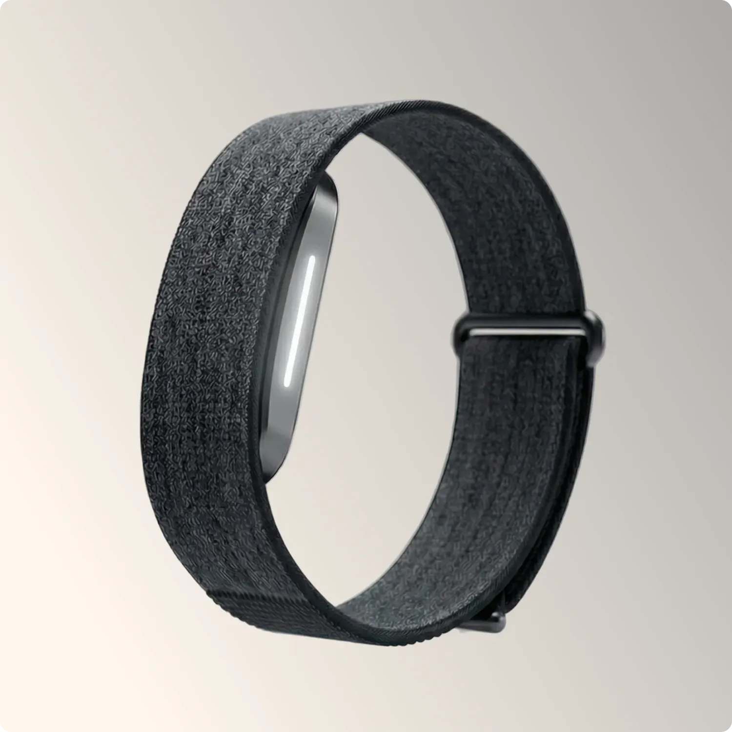 Fitness Tracker Band features a sleek black fabric design for comfort and style.