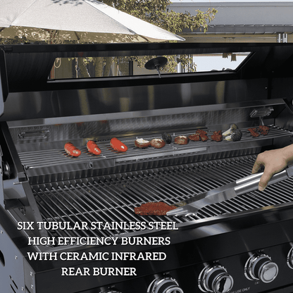 NG 104" 4-Burner 72,000 BTU Black Outdoor Kitchen Island Grill + Rotisserie Kit